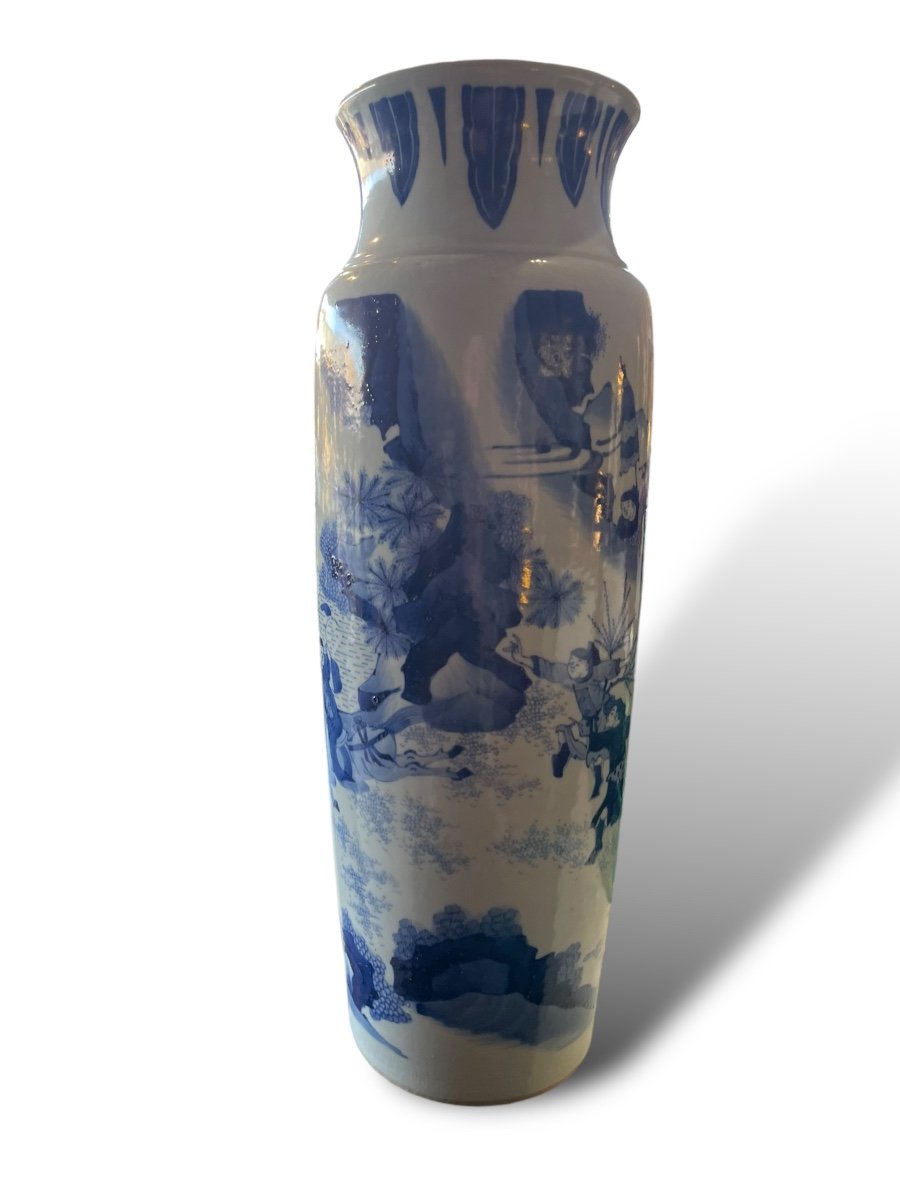 Vase En Porcelaine Bleu-blanc à Décor De Personnages Chine Style Transition-photo-1