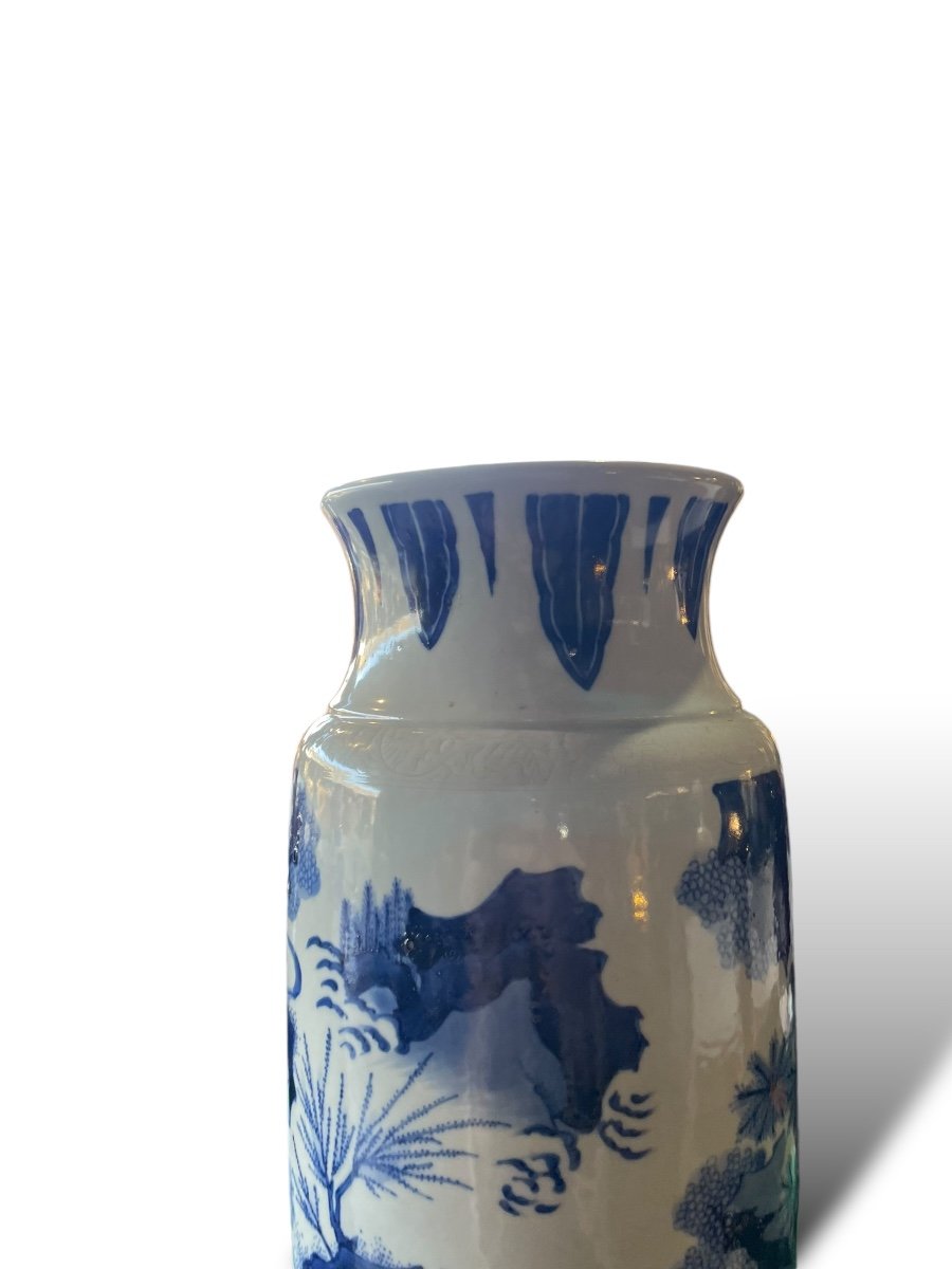 Vase En Porcelaine Bleu-blanc à Décor De Personnages Chine Style Transition-photo-2