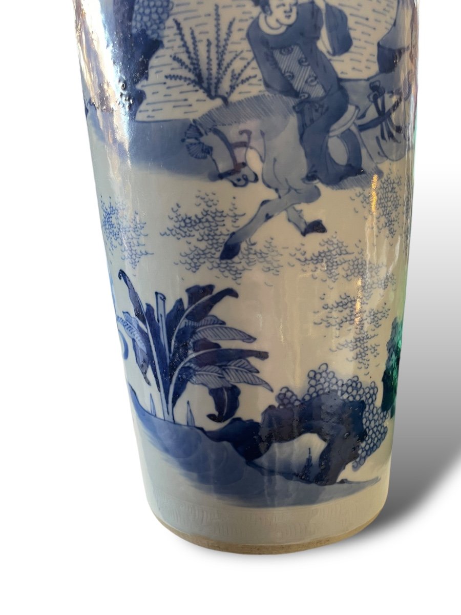 Vase En Porcelaine Bleu-blanc à Décor De Personnages Chine Style Transition-photo-7