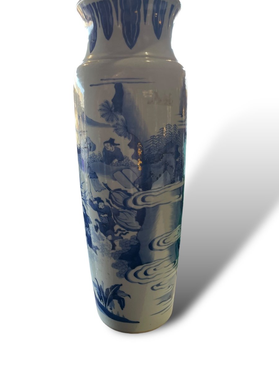 Vase En Porcelaine Bleu-blanc à Décor De Personnages Chine Style Transition-photo-8