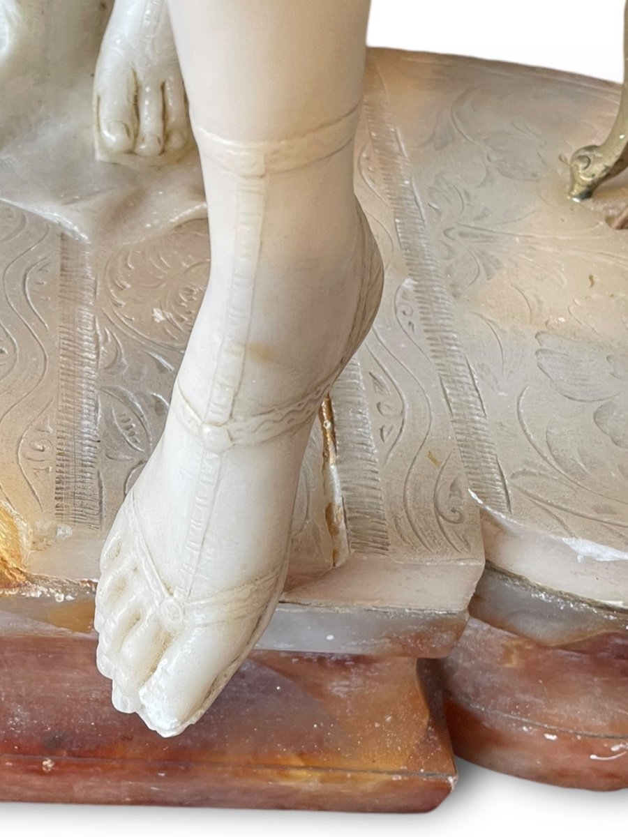 Oriental Dancer In Alabaster, 19th Century Art Nouveau-photo-2