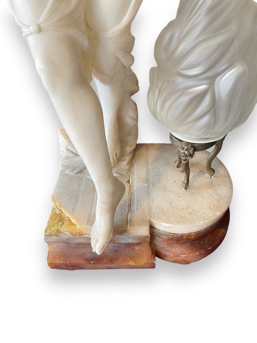 Oriental Dancer In Alabaster, 19th Century Art Nouveau-photo-3