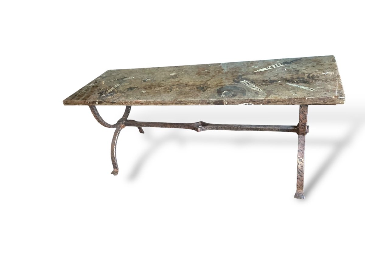 Collection Bellemare Table Basse En Pierre D’erfoud Et Fossiles-photo-4