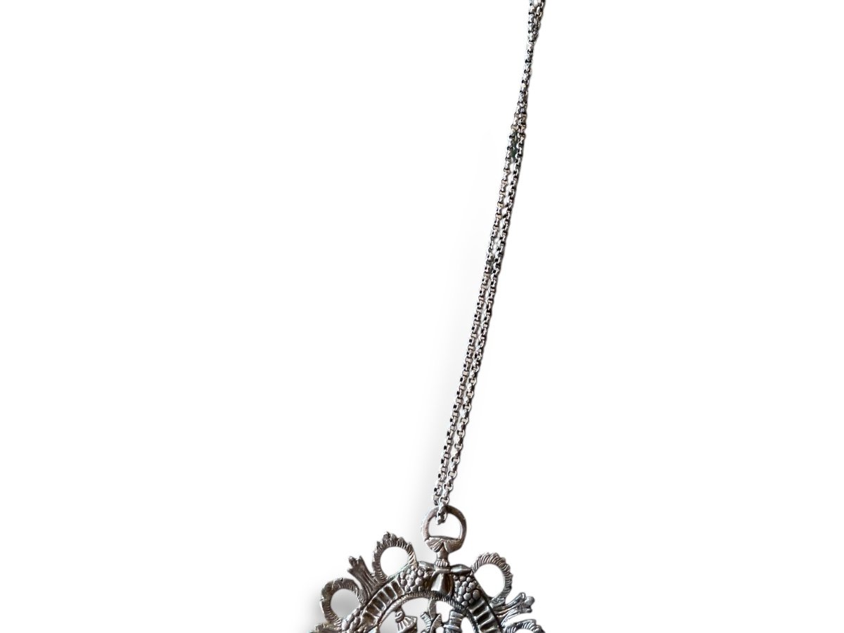 Pendentif En Argent Biedermeier Allemagne Bijoux De Mariage-photo-2