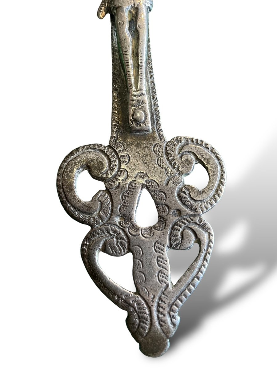 Important Silver Plated Bronze Cross From South America, 19th Century-photo-2