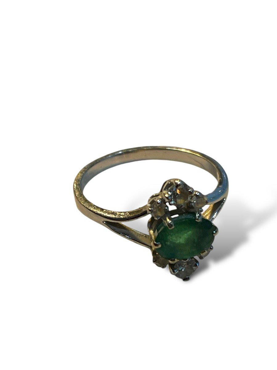 Emerald And Diamond White Gold Ring-photo-1