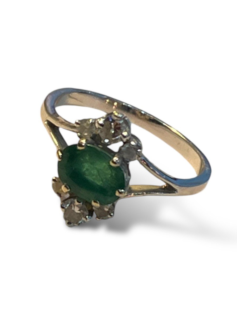 Emerald And Diamond White Gold Ring-photo-2