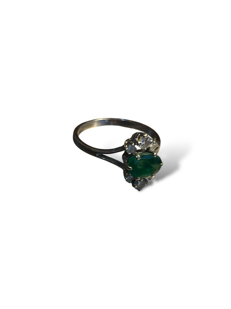 Emerald And Diamond White Gold Ring-photo-3