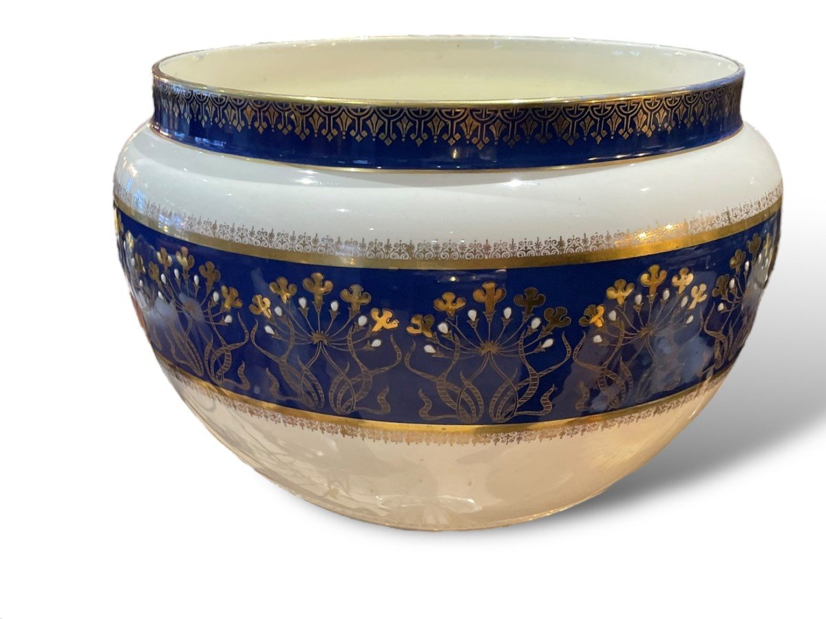 Keller And Guérin Blue And Gold Planter