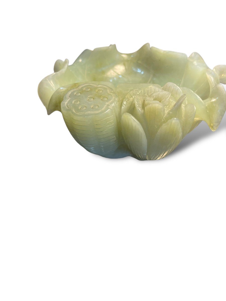 Chine Rince Pinceau Motif Fleur de lotus En Jade De Couleur Verte -photo-8