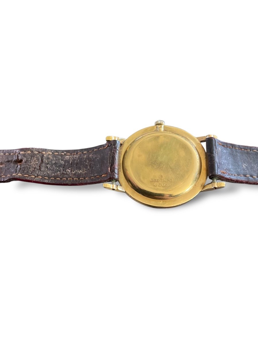 Breitling Gold Watch Leather Strap-photo-4