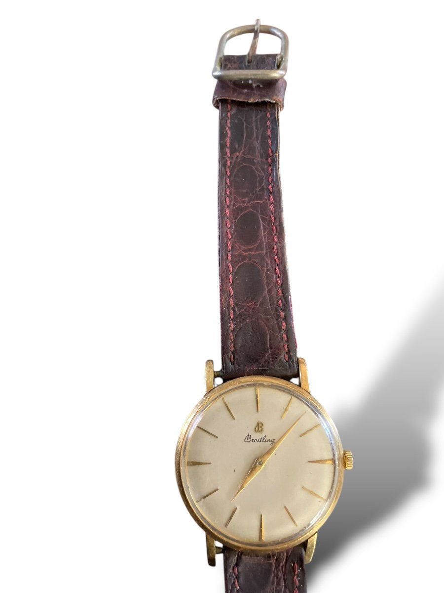 Breitling Gold Watch Leather Strap-photo-1