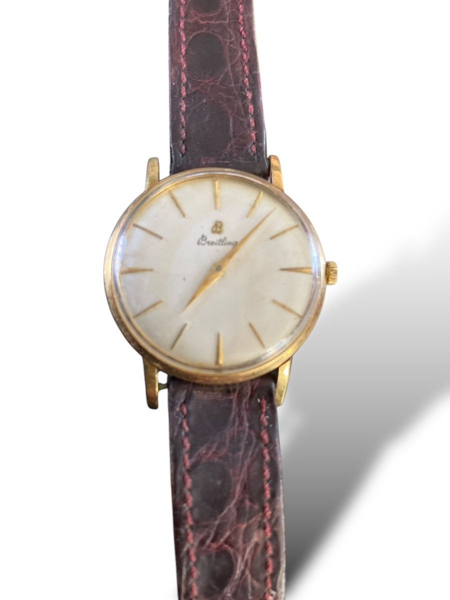 Breitling Gold Watch Leather Strap-photo-2