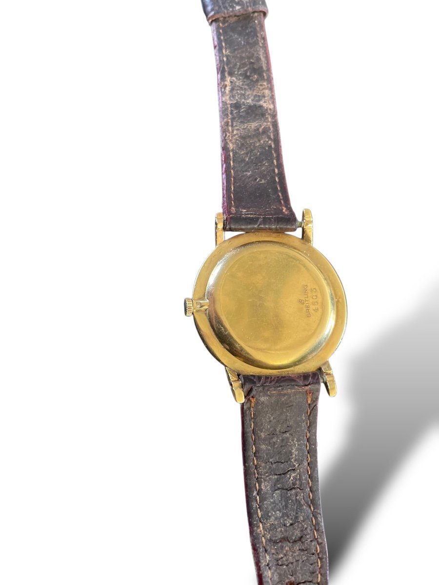 Breitling Gold Watch Leather Strap-photo-4