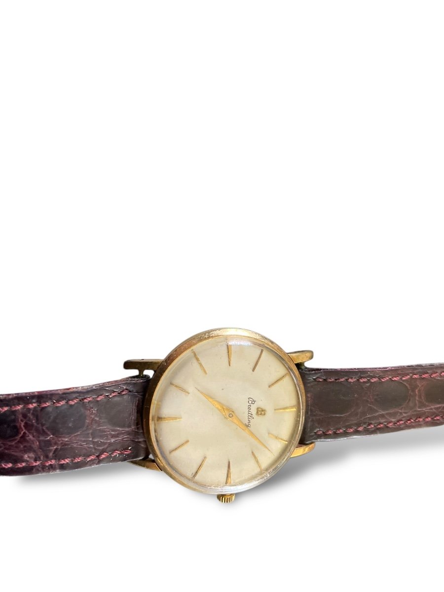 Breitling Gold Watch Leather Strap-photo-7