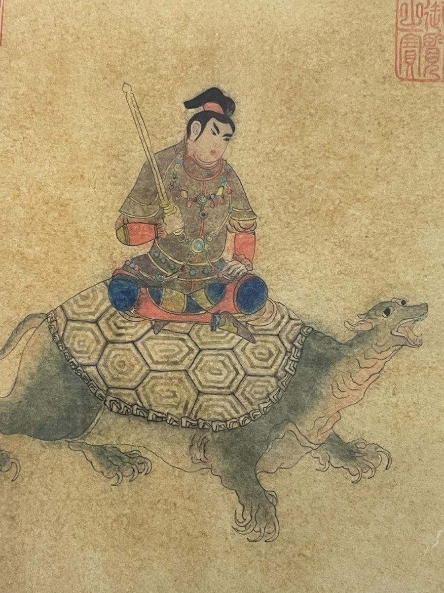 Deity On A Turtle Drawing And Wash China Late 19th Century-photo-3