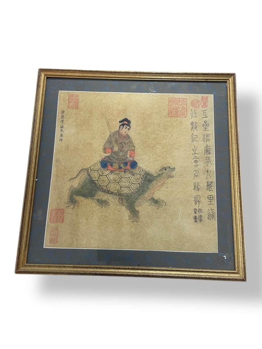 Deity On A Turtle Drawing And Wash China Late 19th Century-photo-4