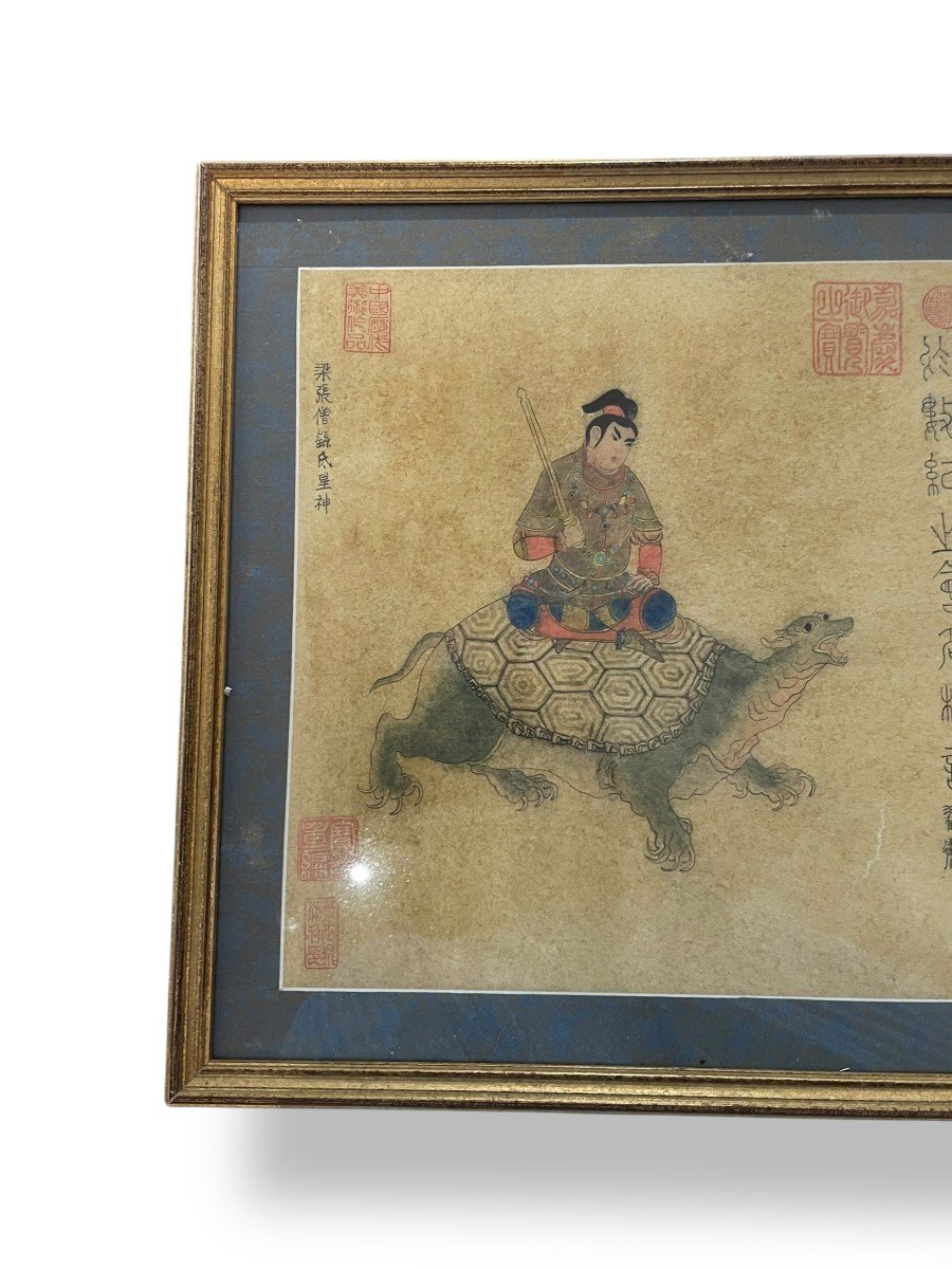 Deity On A Turtle Drawing And Wash China Late 19th Century-photo-5