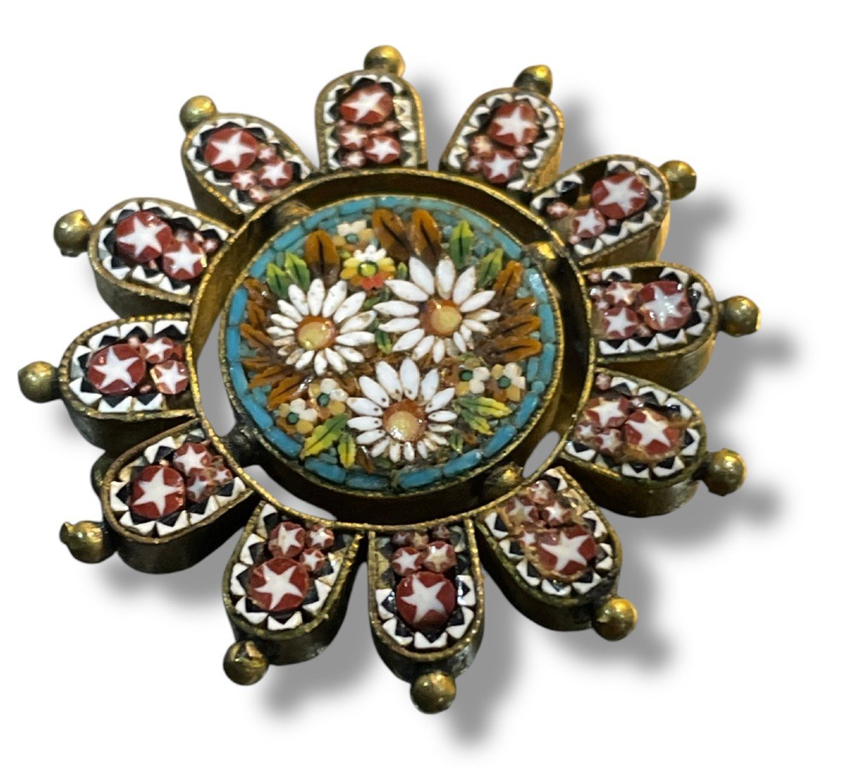 Micromosaic Daisies Brooch