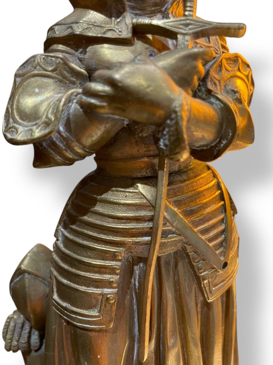 Joan Of Arc Gilt Bronze Sculpture 19th Century-photo-3