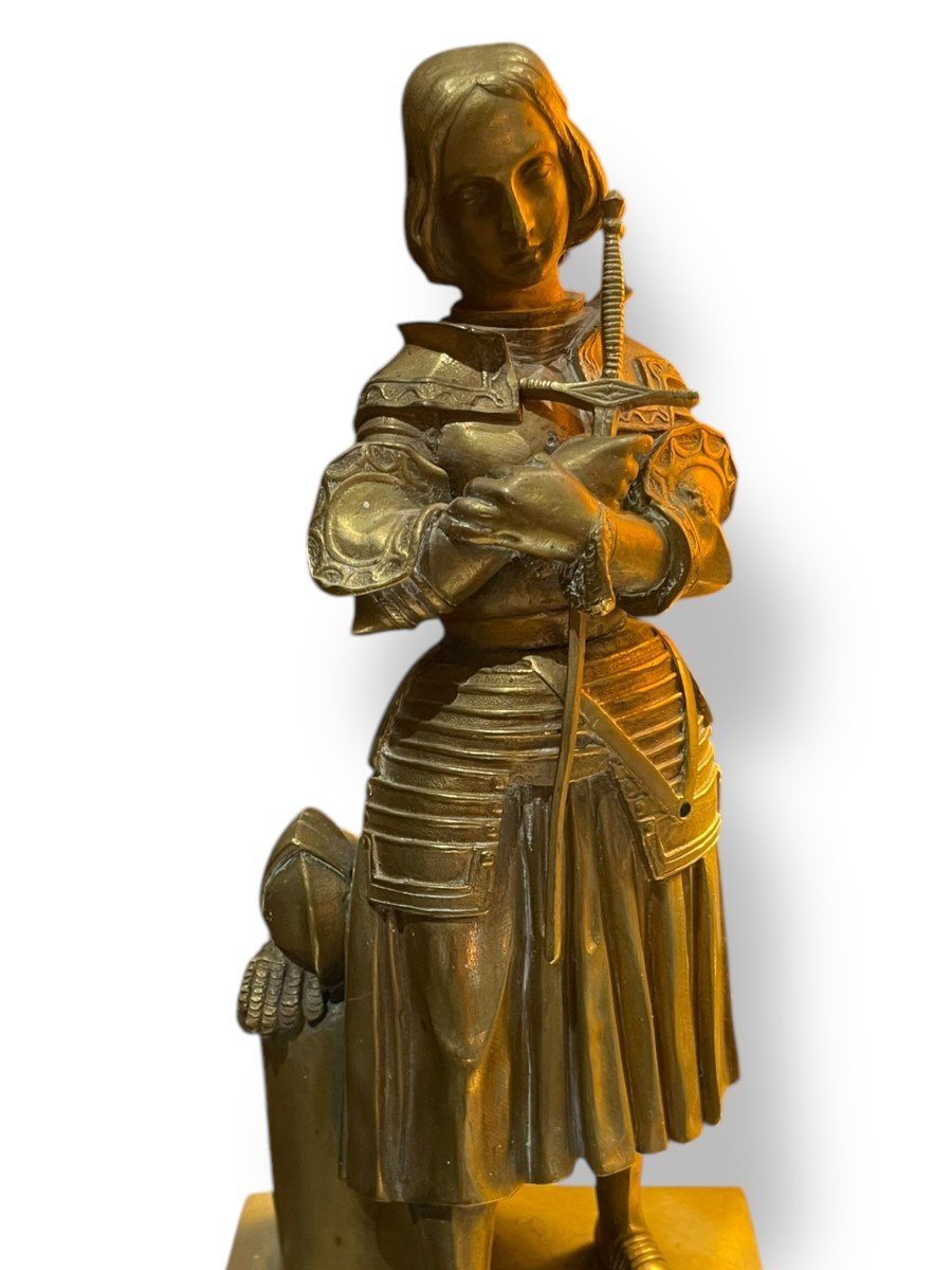 Joan Of Arc Gilt Bronze Sculpture 19th Century-photo-1