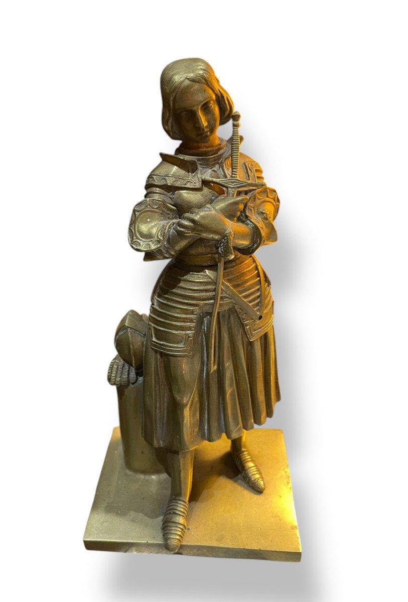 Jeanne d'Arc Sculpture En Bronze Doré XIXeme