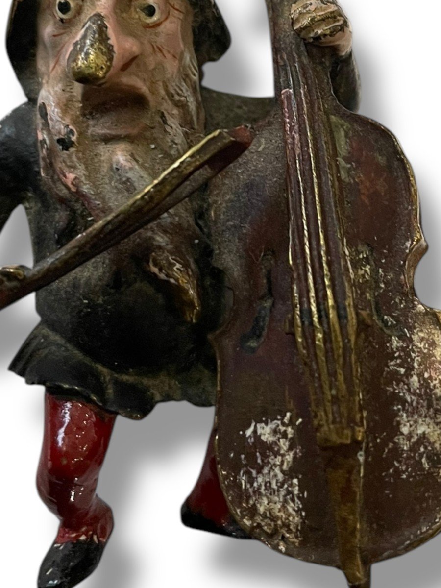 Vienna Bronze Gnome Elf With Violin-photo-3