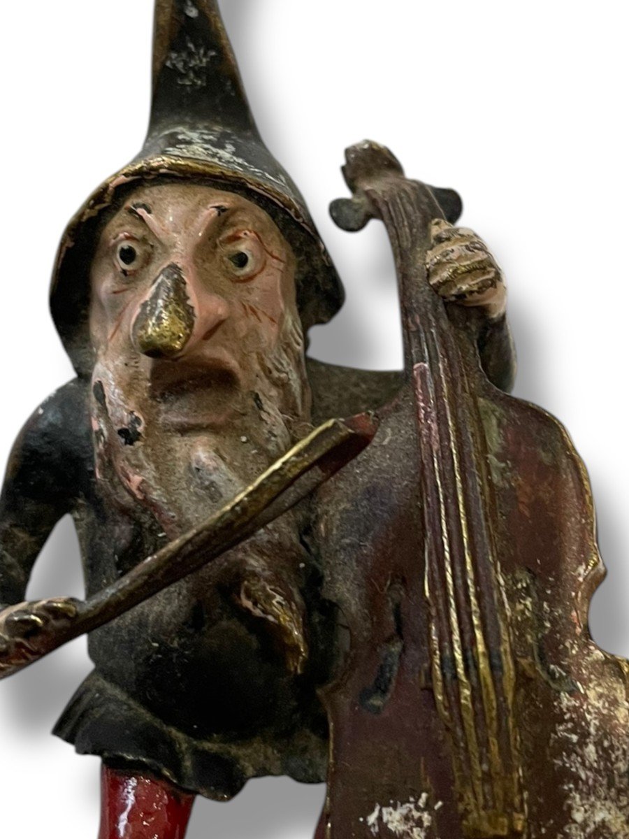 Vienna Bronze Gnome Elf With Violin-photo-4