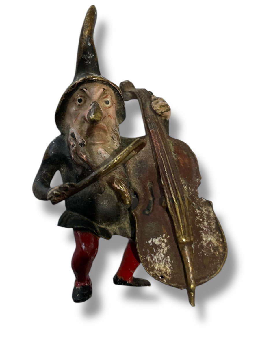 Bronze De Vienne Gnome Lutin Au Violon-photo-1