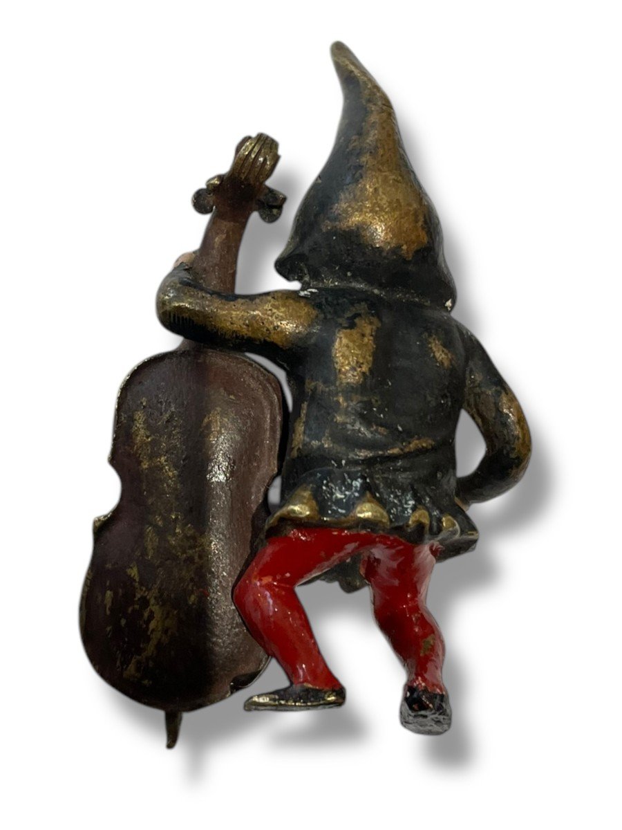 Vienna Bronze Gnome Elf With Violin-photo-2