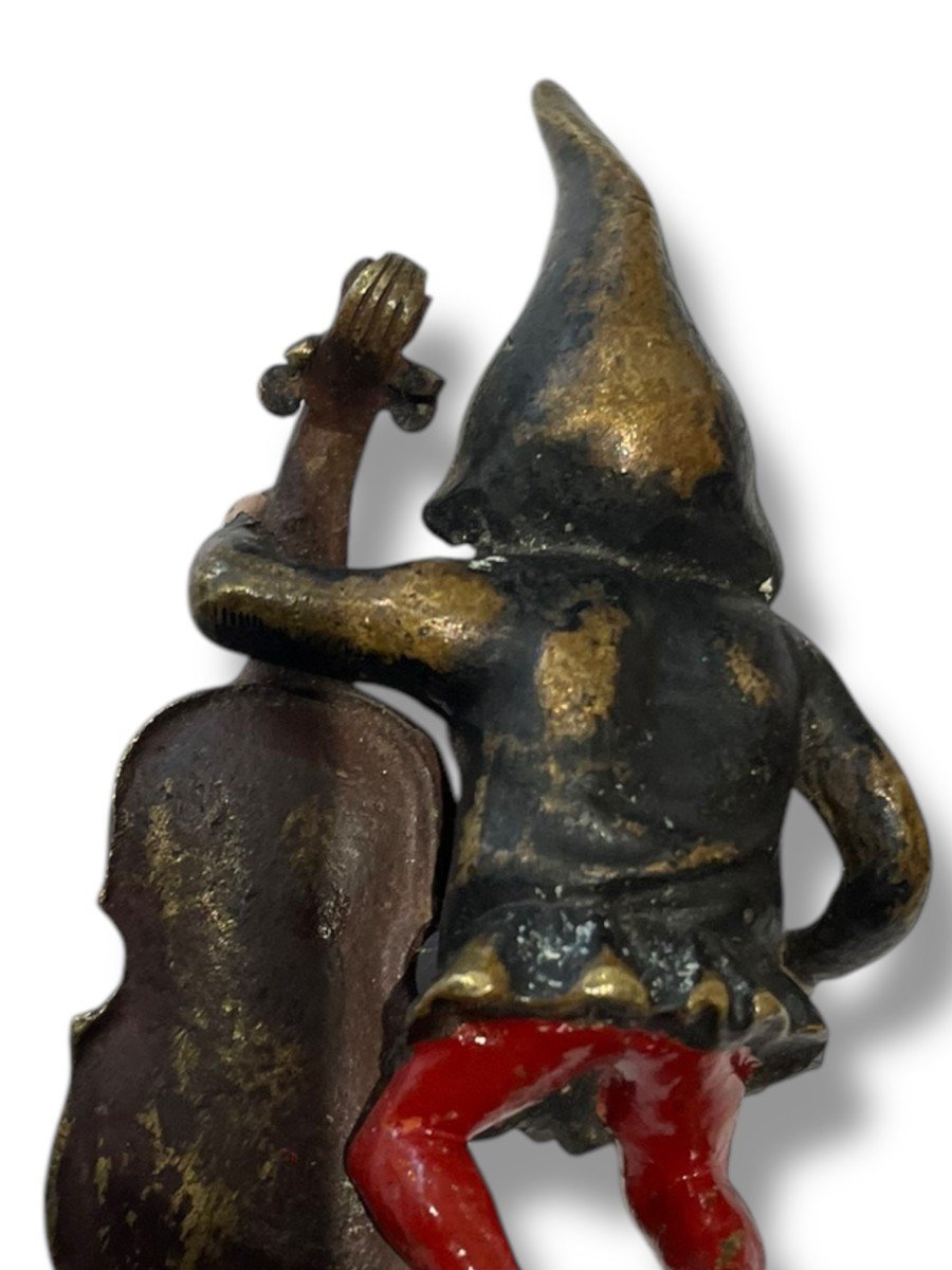 Vienna Bronze Gnome Elf With Violin-photo-3