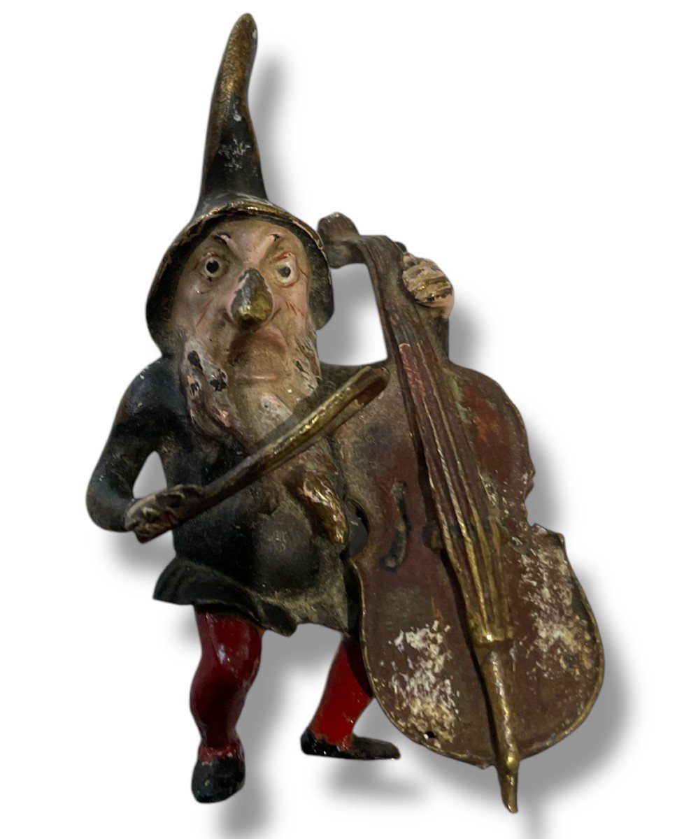 Bronze De Vienne Gnome Lutin Au Violon