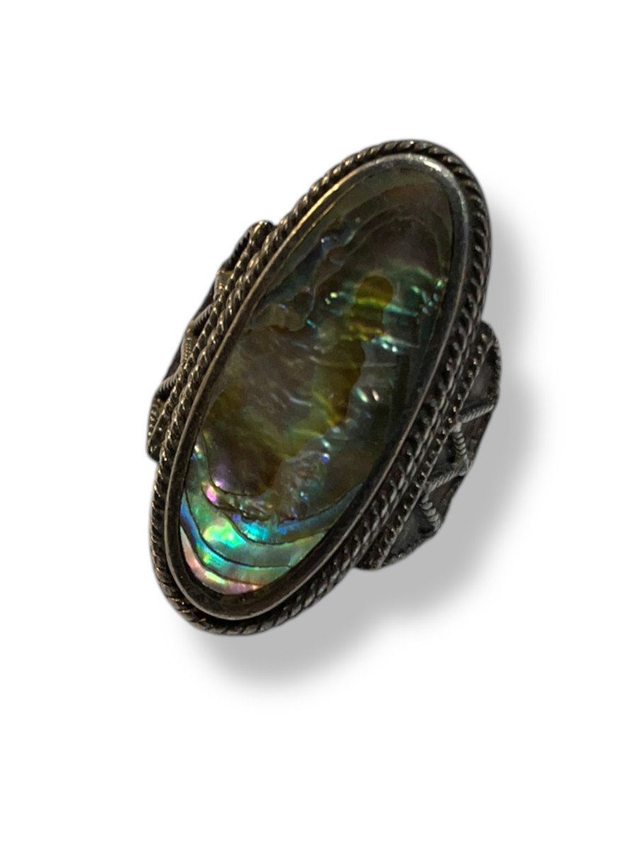 Mother Of Pearl And Sterling Silver Ring Circa 1900-photo-2