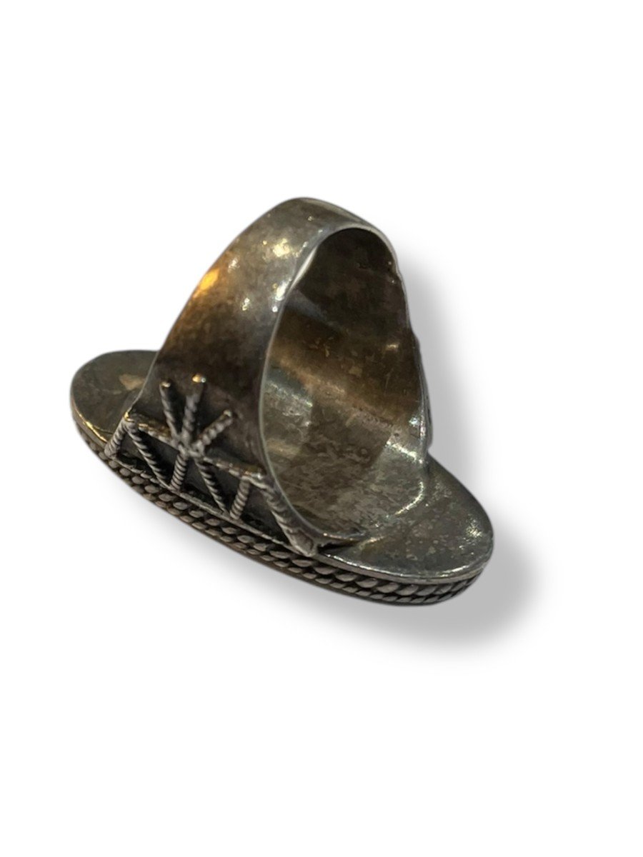 Bague En Nacre Et Argent Massif Circa 1900-photo-7