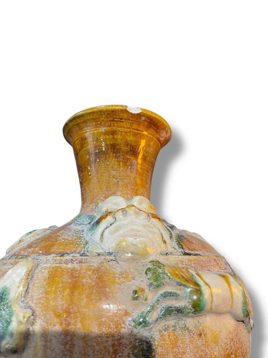 China Yellow Terracotta Vase Sancai Type Yellow Enamel Fantastic Decor-photo-3