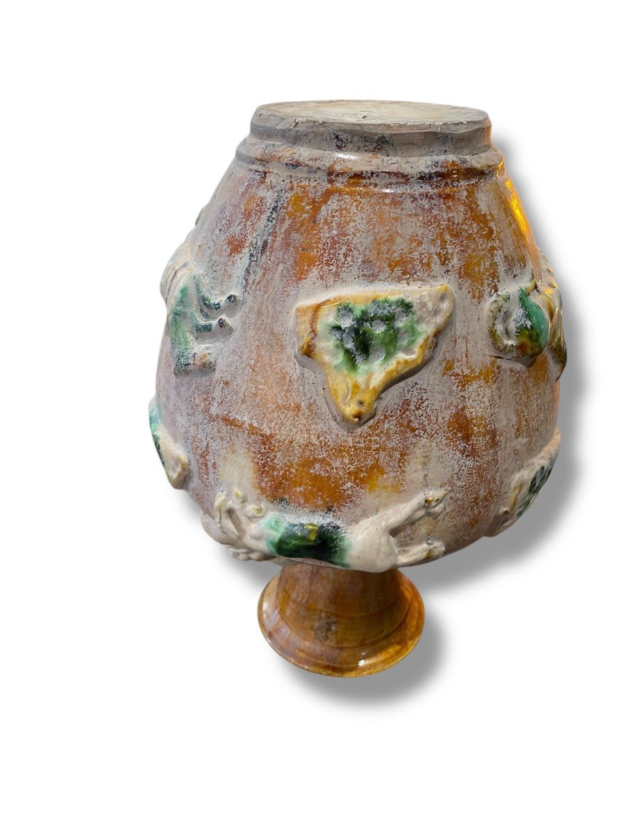 China Yellow Terracotta Vase Sancai Type Yellow Enamel Fantastic Decor-photo-2