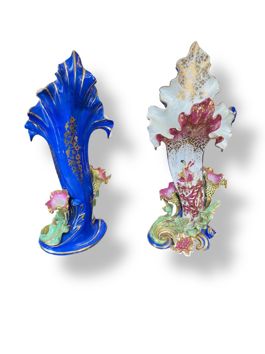 Porcelaine de Paris Importante Paire De Vases En Porcelaine Décor Aux Chinois-photo-2