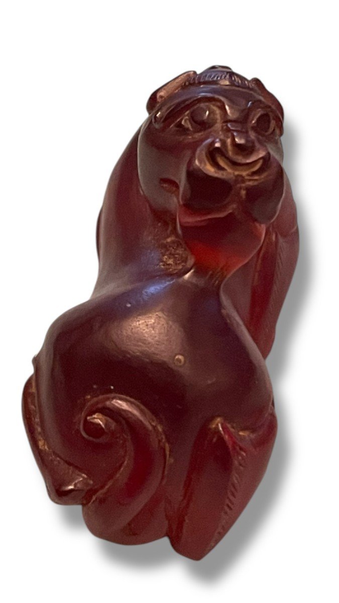 China Carved Carnelian Dragon Fo Dog-photo-3