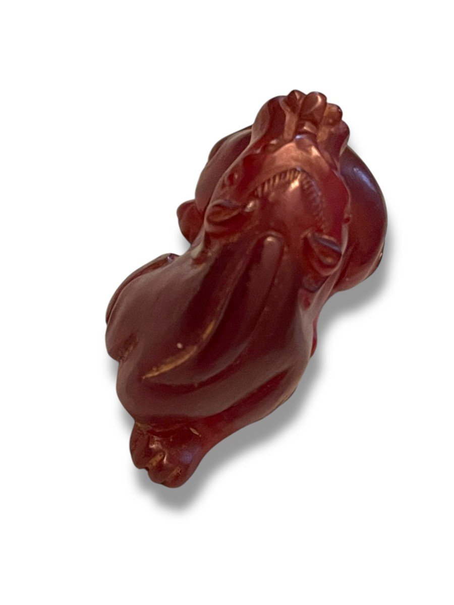 China Carved Carnelian Dragon Fo Dog-photo-2