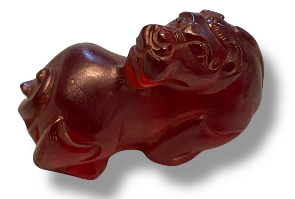 China Carved Carnelian Dragon Fo Dog-photo-4