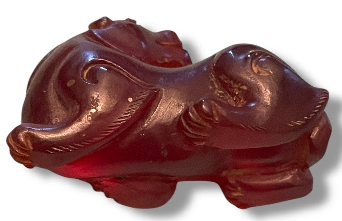 China Carved Carnelian Dragon Fo Dog-photo-6