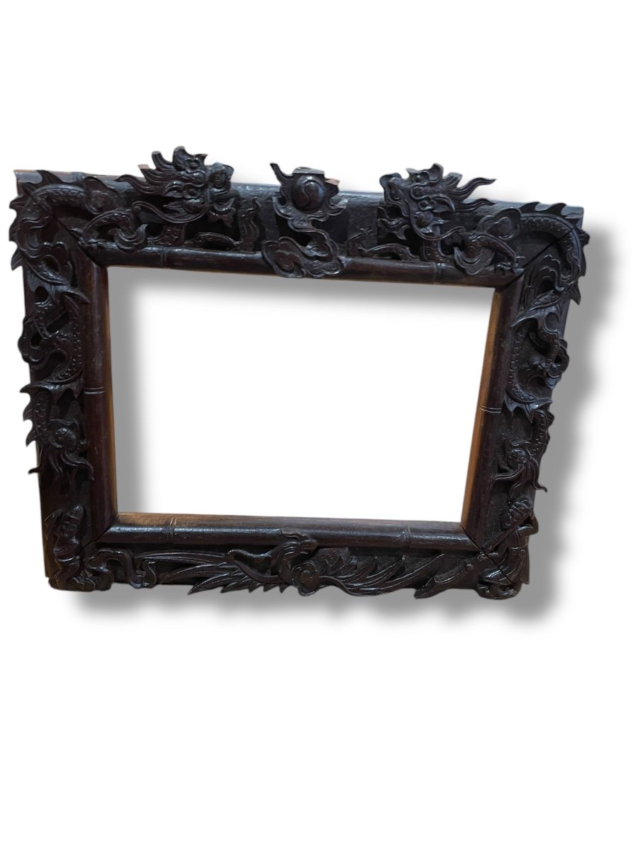 China Indochina Carved Wooden Frame Dragon Decor-photo-6