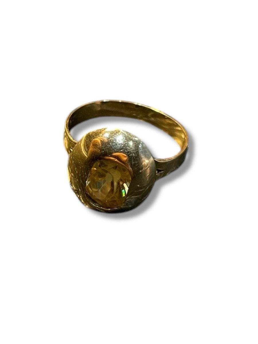 Citrine And 18k Yellow Gold Ring-photo-3