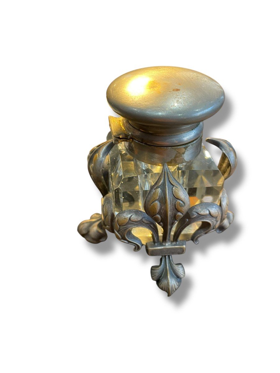 19th Century Fleur De Lys Inkwell, Napoleon III Period-photo-3