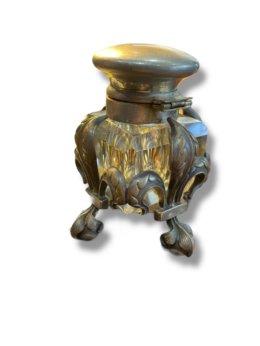 19th Century Fleur De Lys Inkwell, Napoleon III Period-photo-4