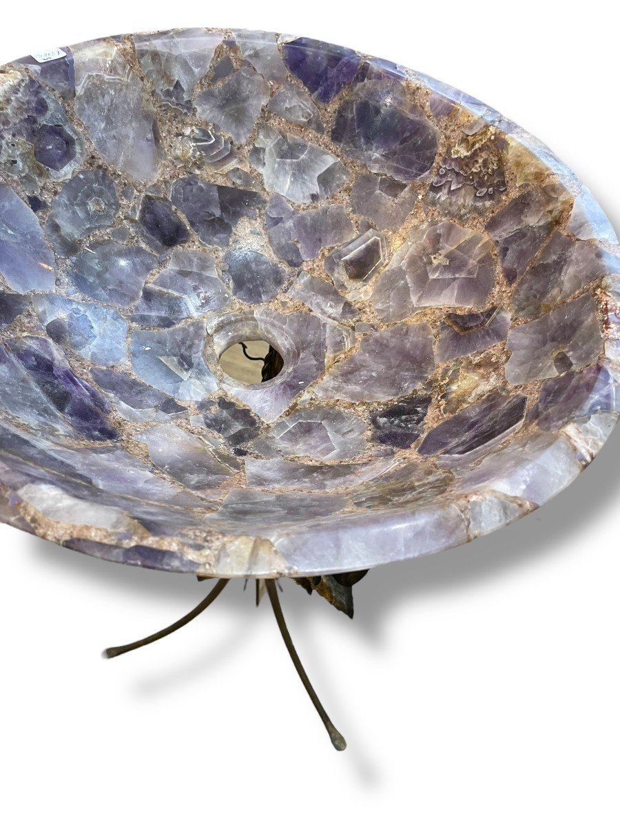 Large Amethyst Footed Bowl With Golden Base-photo-3