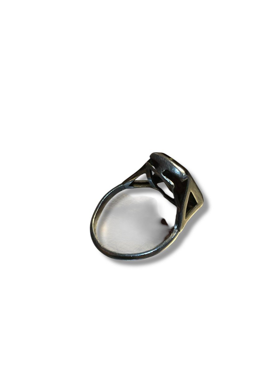 Intaglio On Garnet Stone Sterling Silver Ring-photo-4