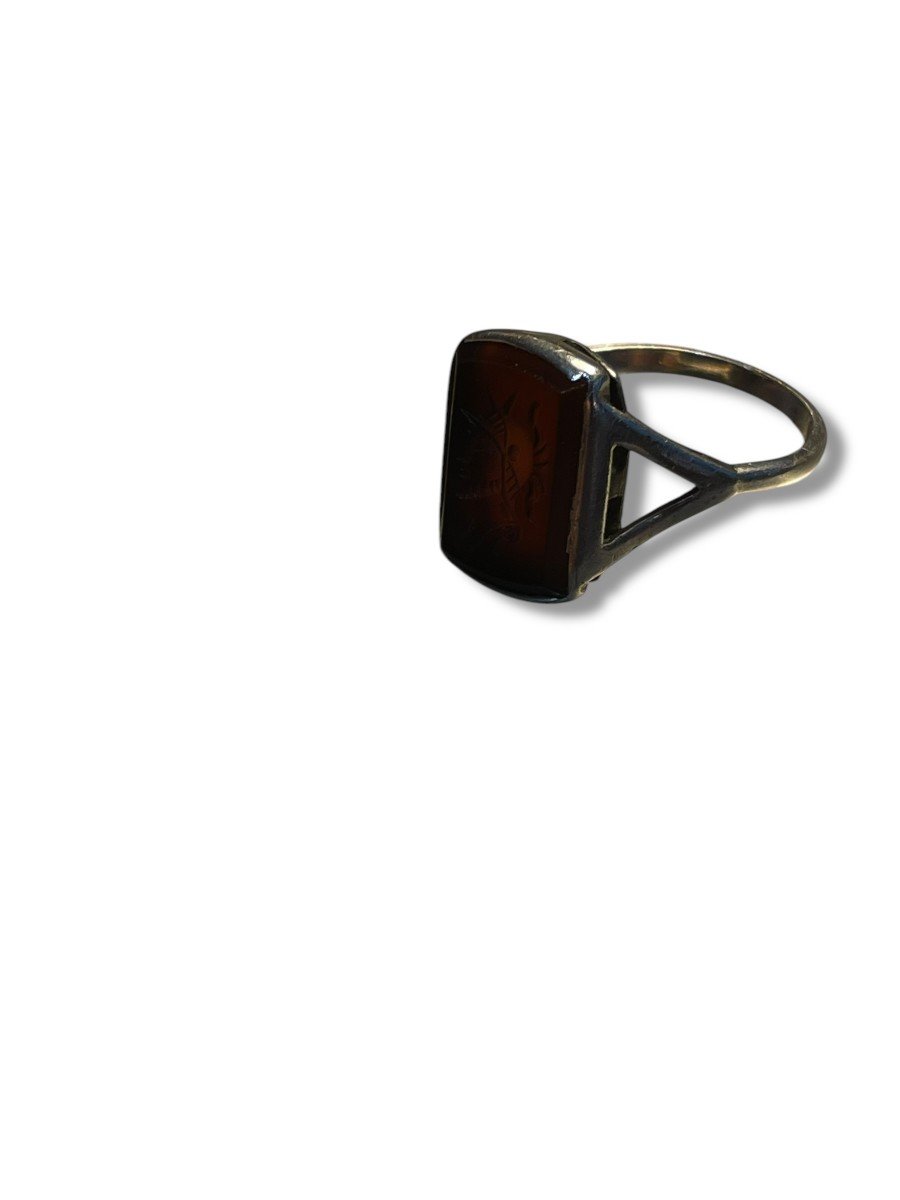 Intaglio On Garnet Stone Sterling Silver Ring-photo-6