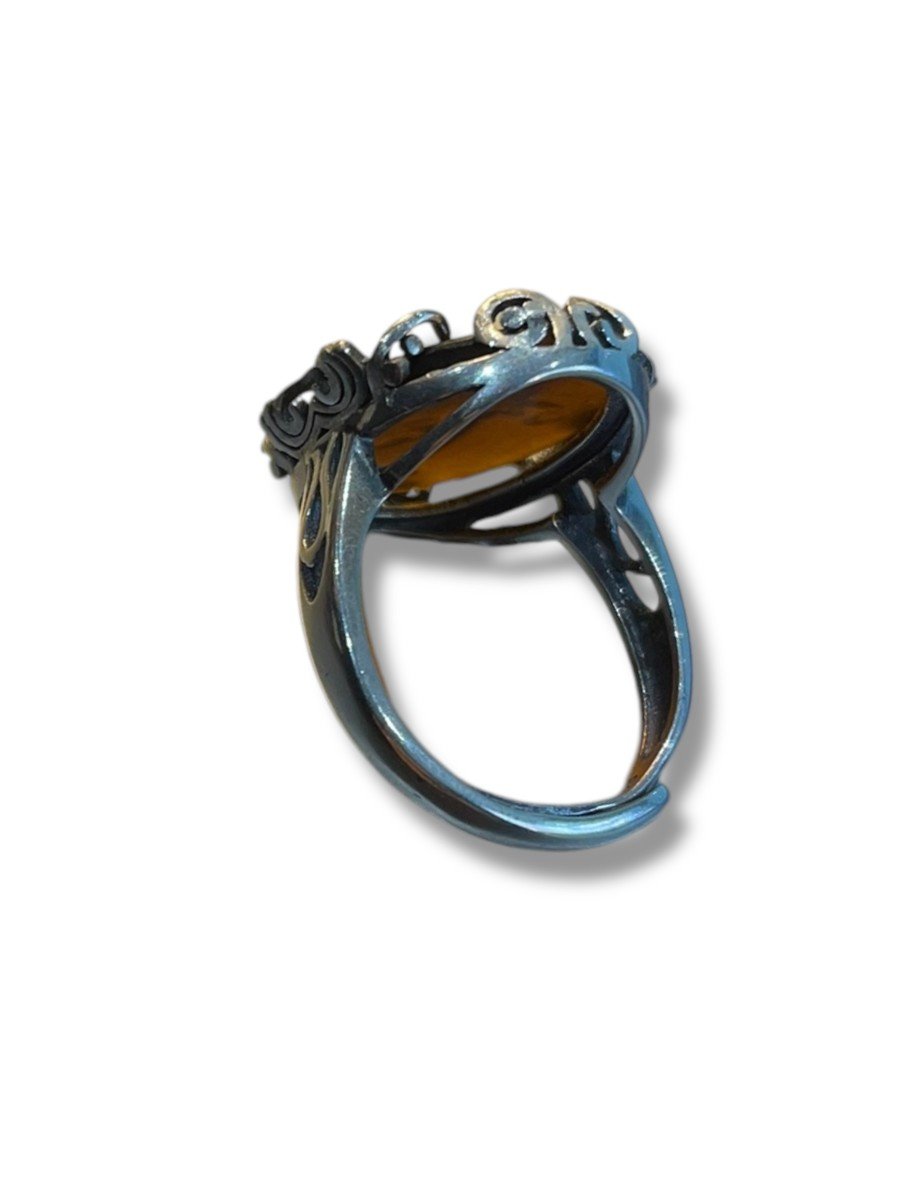 Bague En Argent Et Intaille Sur Verre-photo-5