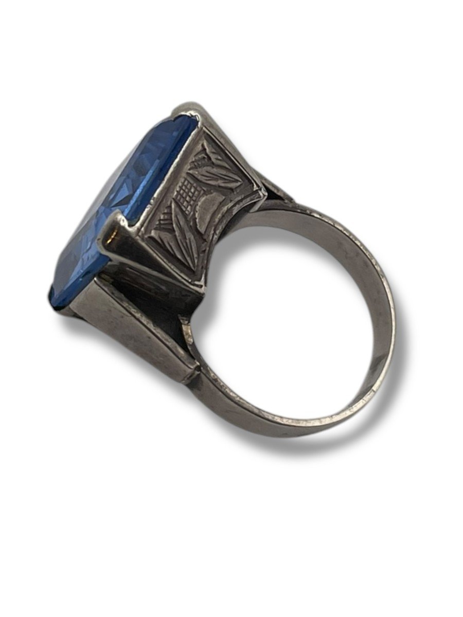 Art Deco Silver And Blue Stone Ring-photo-6